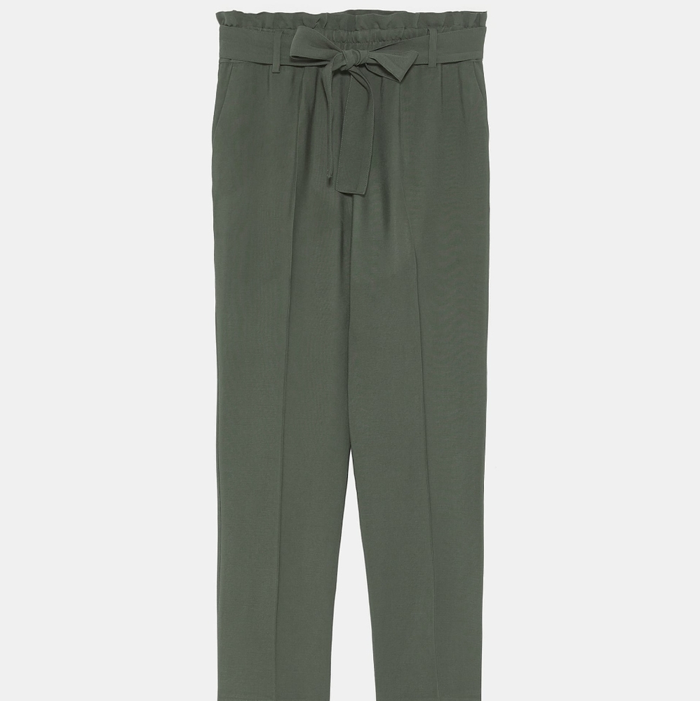 ZARA NWT / Paper bag waist belted pants! S…